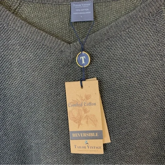 Tailor Vintage Reversible Pullover
V-Neck Sweater Charcoal Gray Sz Large NWT - Picture 7 of 8